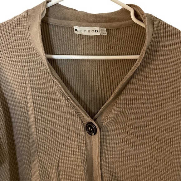 RETROD Waffle Knit Cardigan Beige XS - Picture 2 of 6